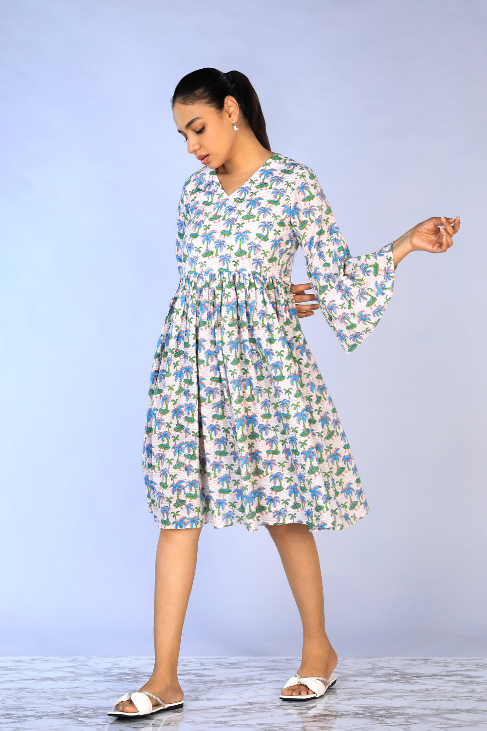 Image of Handblock Printed gathered Dress